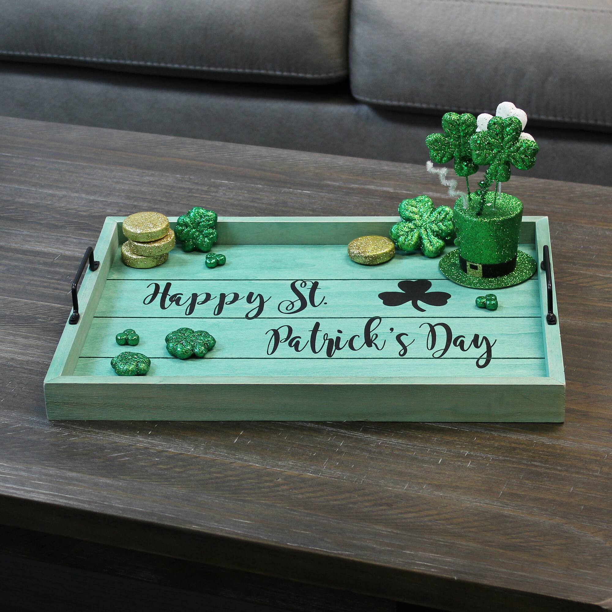 Elegant Designs™ 15.5" Happy St. Patrick's Day Serving Tray with Handles